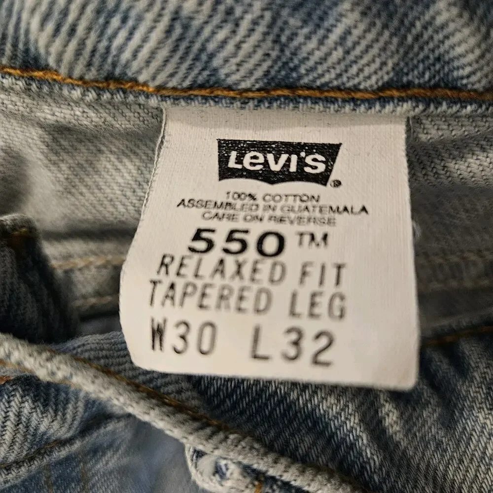 Levi's 550 Relaxed Fit Mens Jeans 30x32 (28x29.5) Light Wash 90's